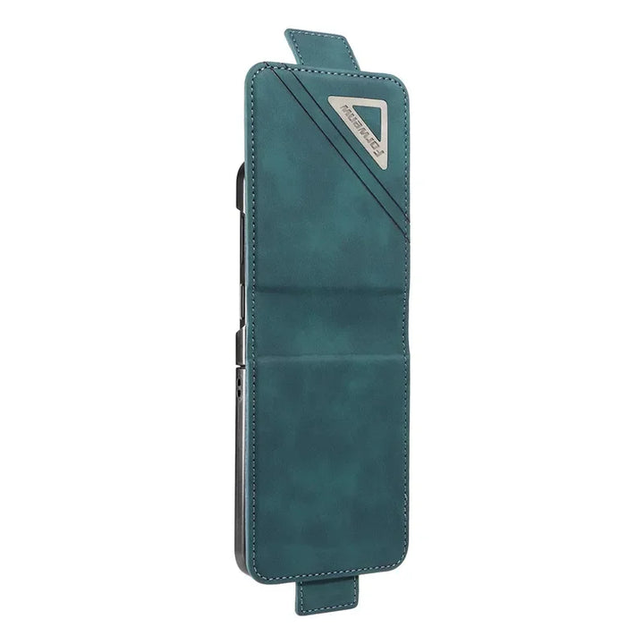Retro style Luxury Leather Flip Wallet Phone Case For Samsung Z Flip 7 6 5 4 3 Shockproof Soft Stand Cover For Samsung Z Flip5 - DOKUTRONIX