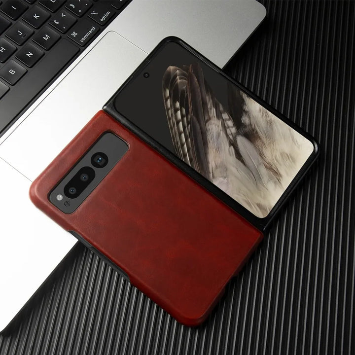 For Google Pixel Fold Case Luxury Oil Wax Genuine Leather Cover Pixel Fold Capa Protective Etui Back Coque Carcasa Vintage Shell - DOKUTRONIX