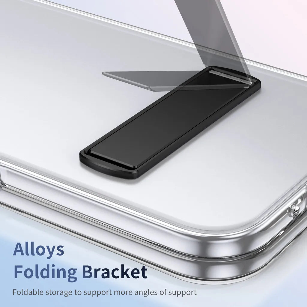 Kickstand Clear Steel Film Phone Case For Google Pixel 10 Pro Fold Transparent Shockproof Bumper Folding Phone Back Cover - DOKUTRONIX