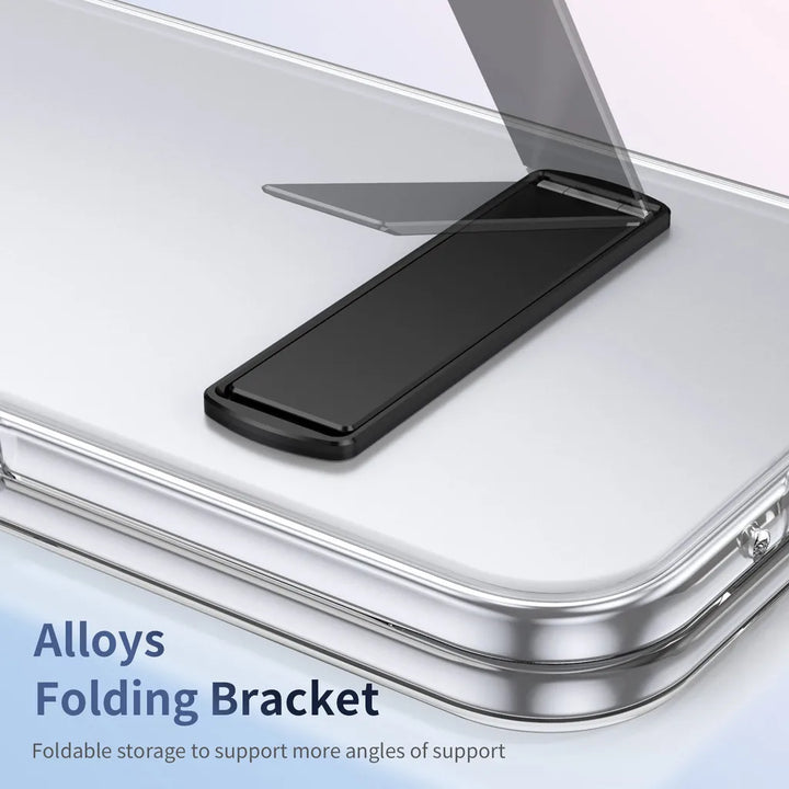 Kickstand Clear Steel Film Phone Case For Google Pixel 10 Pro Fold Transparent Shockproof Bumper Folding Phone Back Cover - DOKUTRONIX