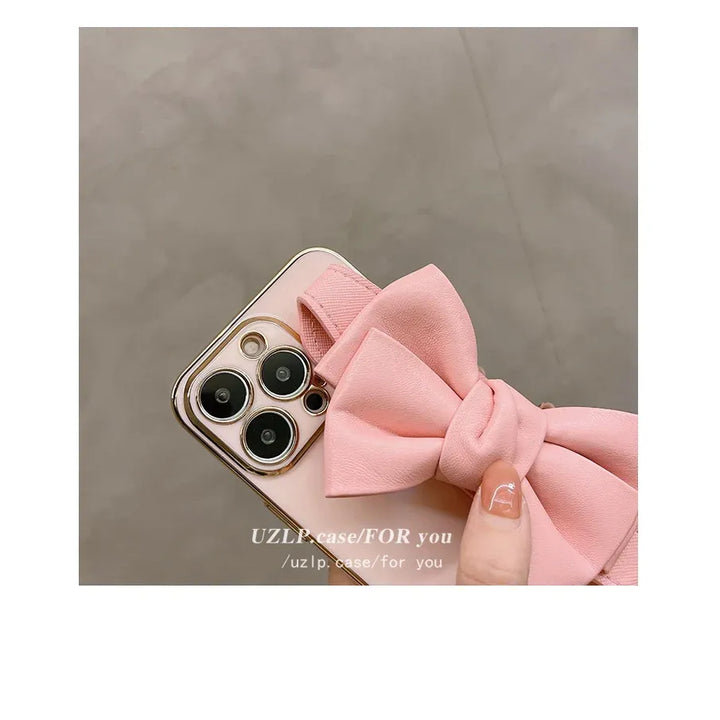 Leather Bow Stand Phone Case