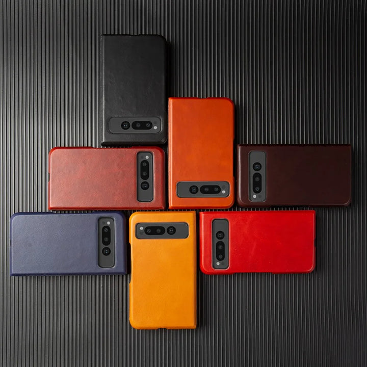 For Google Pixel Fold Case Luxury Oil Wax Genuine Leather Cover Pixel Fold Capa Protective Etui Back Coque Carcasa Vintage Shell - DOKUTRONIX