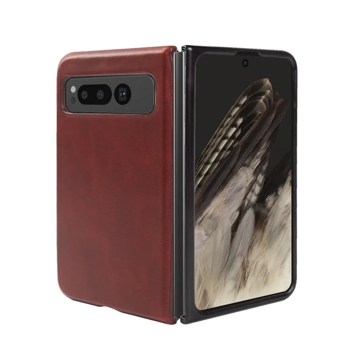 For Google Pixel Fold Case Luxury Oil Wax Genuine Leather Cover Pixel Fold Capa Protective Etui Back Coque Carcasa Vintage Shell - DOKUTRONIX
