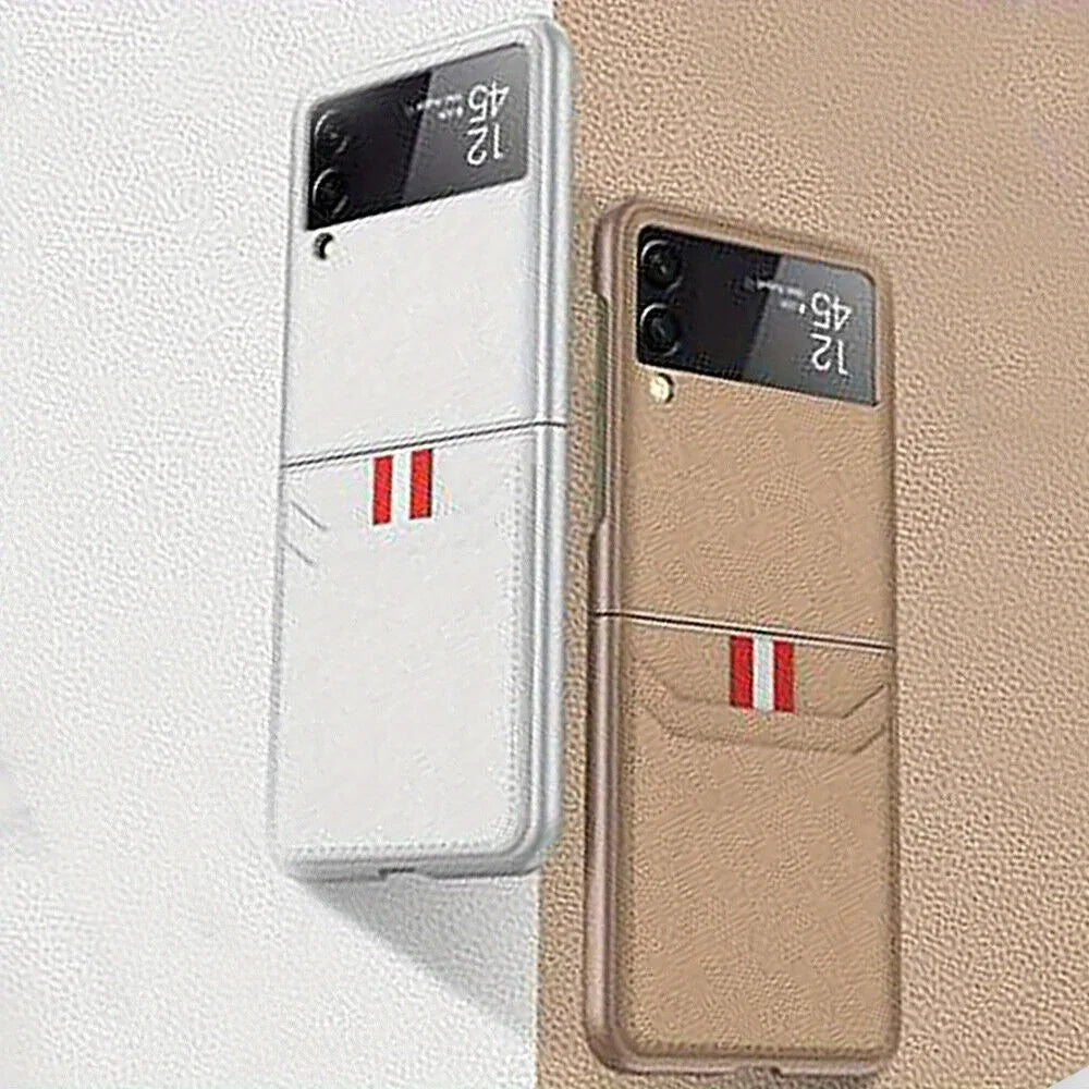 For Samsung Galaxy Z Flip 3 5G Card Holder PU Leather Phone Folding Case Cover - DOKUTRONIX