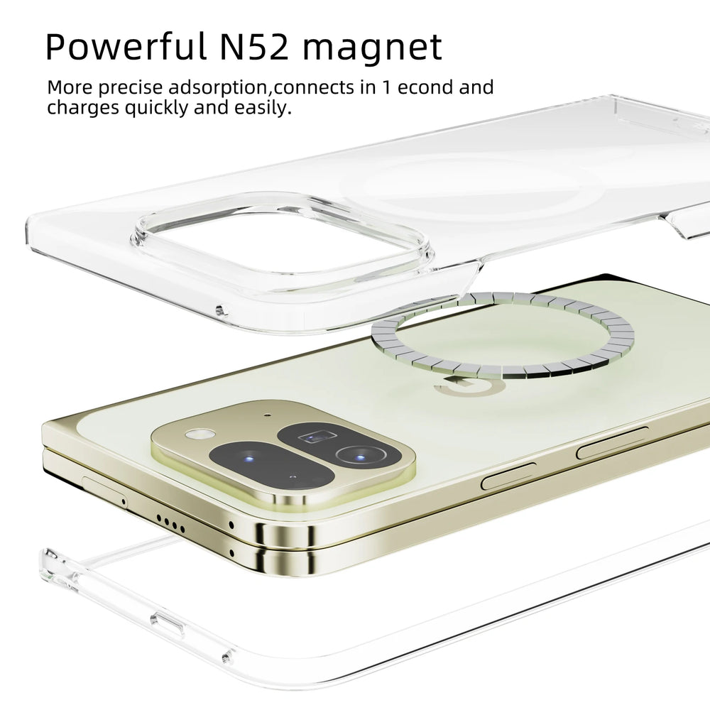 For Google Pixel Fold 10 Pro Fold Case Protective Clear Magsafe Anti-Scrach Shell Back Cover - DOKUTRONIX