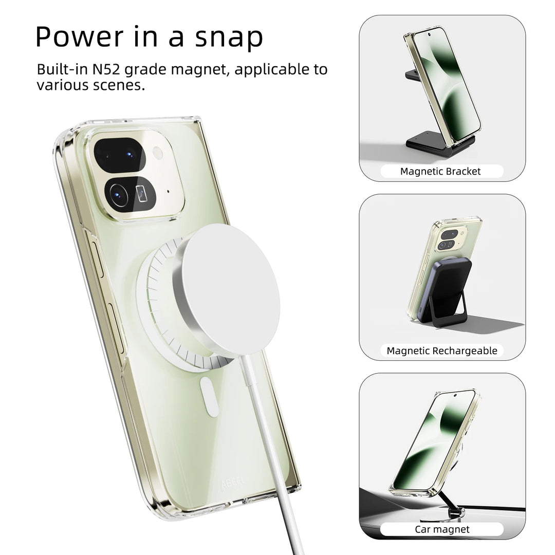 For Google Pixel Fold 10 Pro Fold Case Protective Clear Magsafe Anti-Scrach Shell Back Cover - DOKUTRONIX