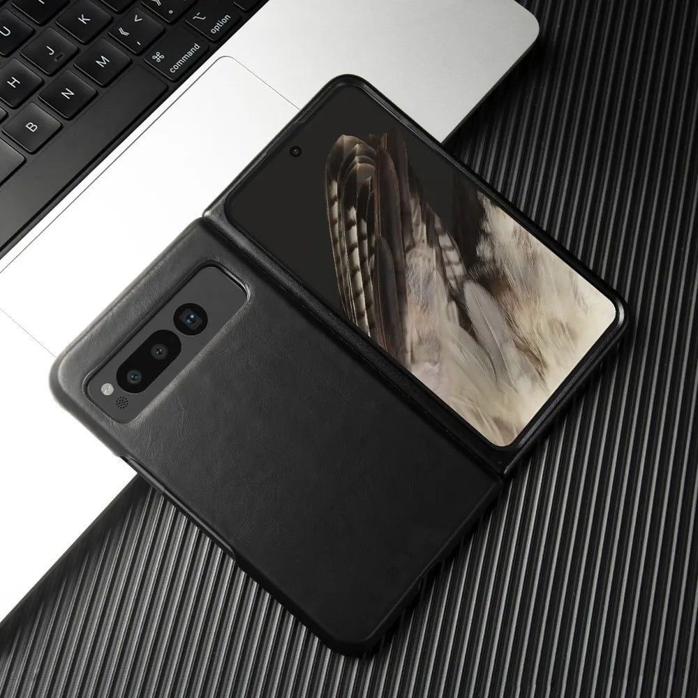 For Google Pixel Fold Case Luxury Oil Wax Genuine Leather Cover Pixel Fold Capa Protective Etui Back Coque Carcasa Vintage Shell - DOKUTRONIX