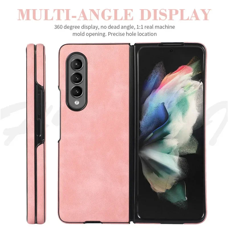 Luxury Slim Fit Premium Leather Cover For Samsung Galaxy Z Fold3 5G Fold 3 Wallet Card Slots Shockproof Flip Case - DOKUTRONIX