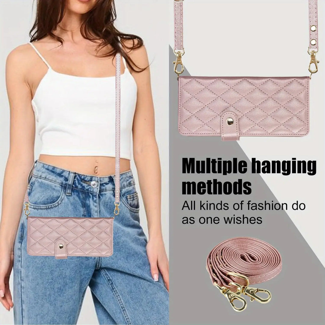 PU Leather Flip Wallet Case For Samsung Galaxy Z Fold 6 5 4 3 5G With Holder Crossbody Wrist Strap Card Slot Stand Phone Cover - DOKUTRONIX