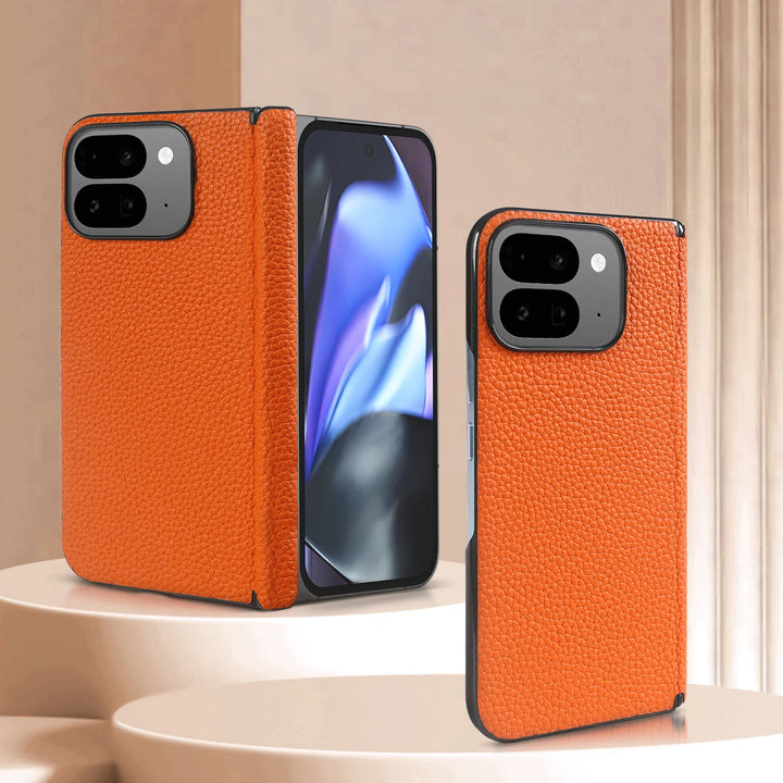 For Google Pixel 9 Pro Fold Case Genuine Leather Cover Pixel 9Pro Fold Capa Protective Etui Back Coque Carcasa without front - DOKUTRONIX