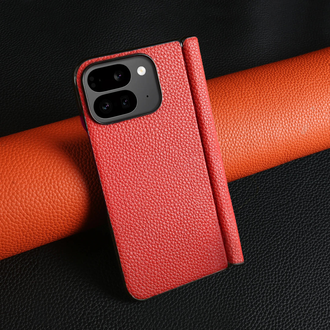 For Google Pixel 9 Pro Fold Case Genuine Leather Cover Pixel 9Pro Fold Capa Protective Etui Back Coque Carcasa without front - DOKUTRONIX