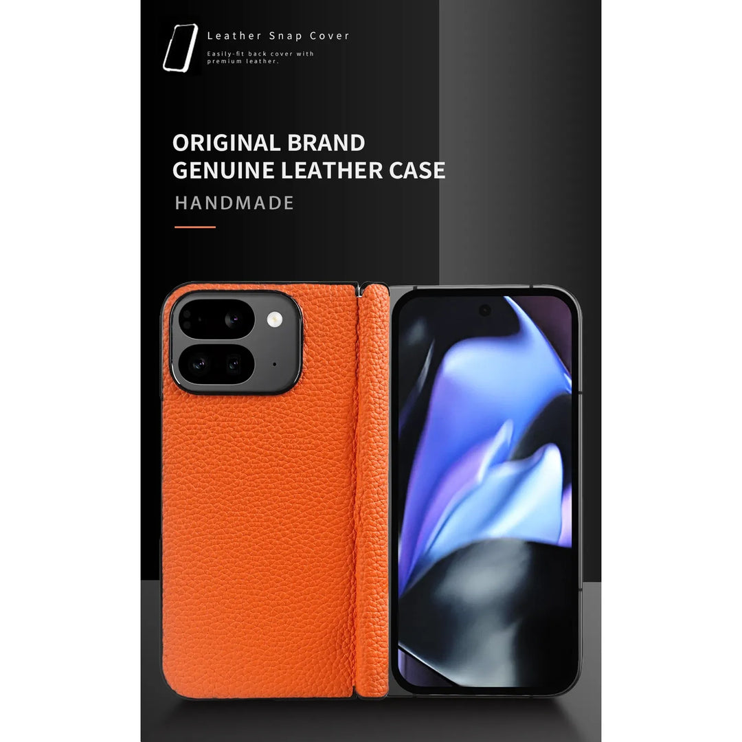 For Google Pixel 9 Pro Fold Case Genuine Leather Cover Pixel 9Pro Fold Capa Protective Etui Back Coque Carcasa without front - DOKUTRONIX