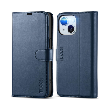 TUCCH Wallet Case for iPhone 15 - Dark Blue