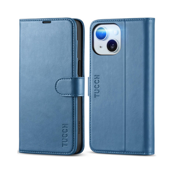 TUCCH Wallet Case for iPhone 15 - Light Blue