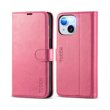 TUCCH Wallet Case for iPhone 15 - Hot Pink