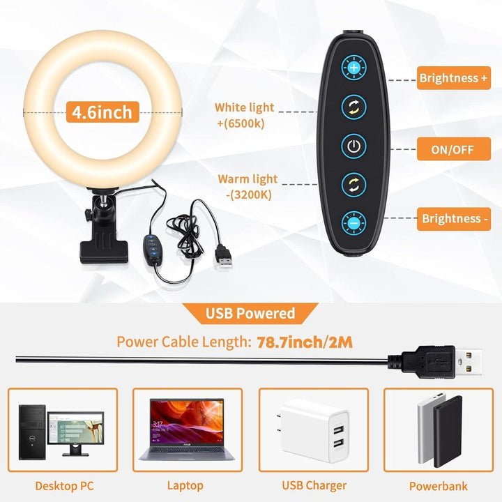 Clip-on Adjustable Ring Light for Streaming - DOKUTRONIX