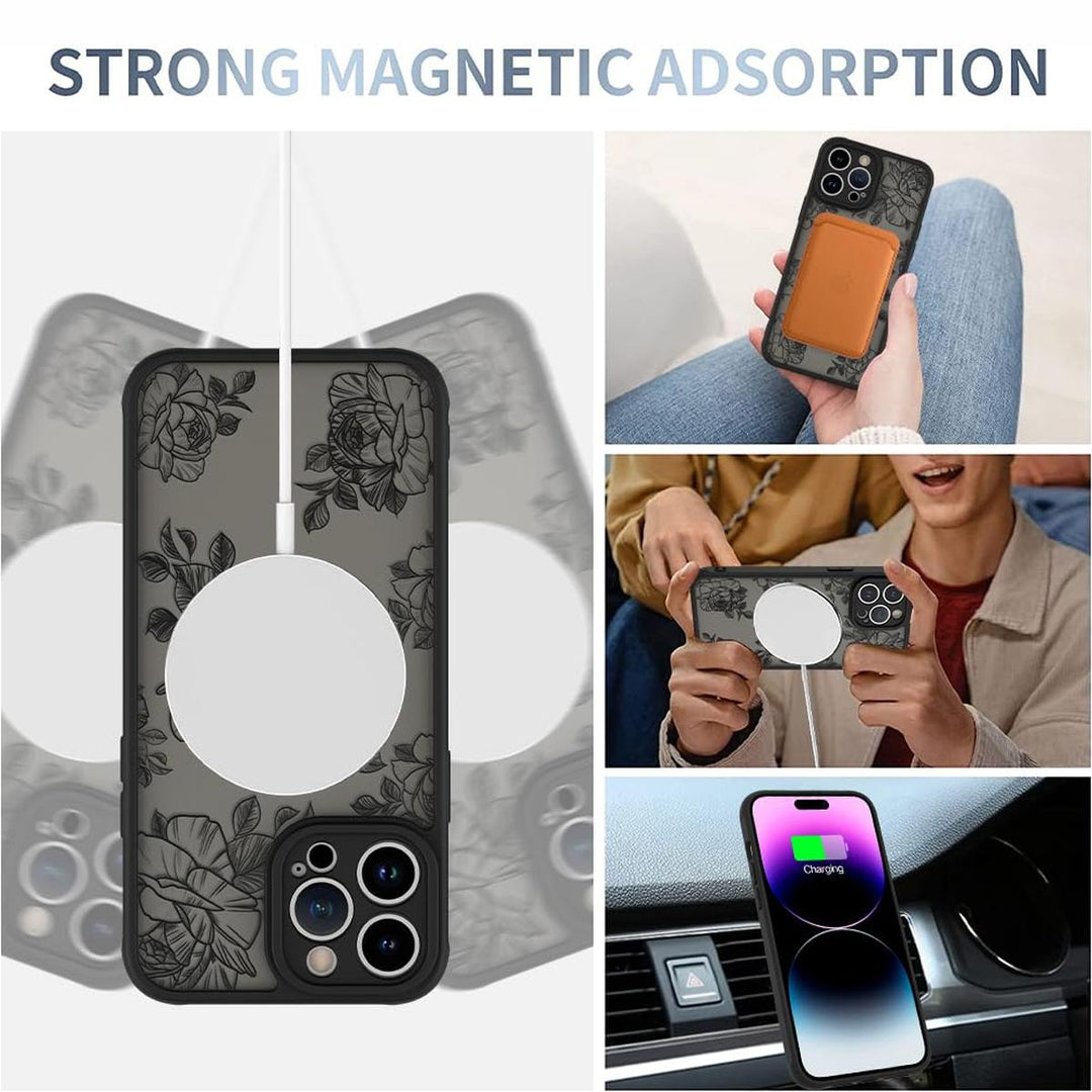 AIGOMARA Floral MagSafe iPhone 15 Pro Max Case - DOKUTRONIX