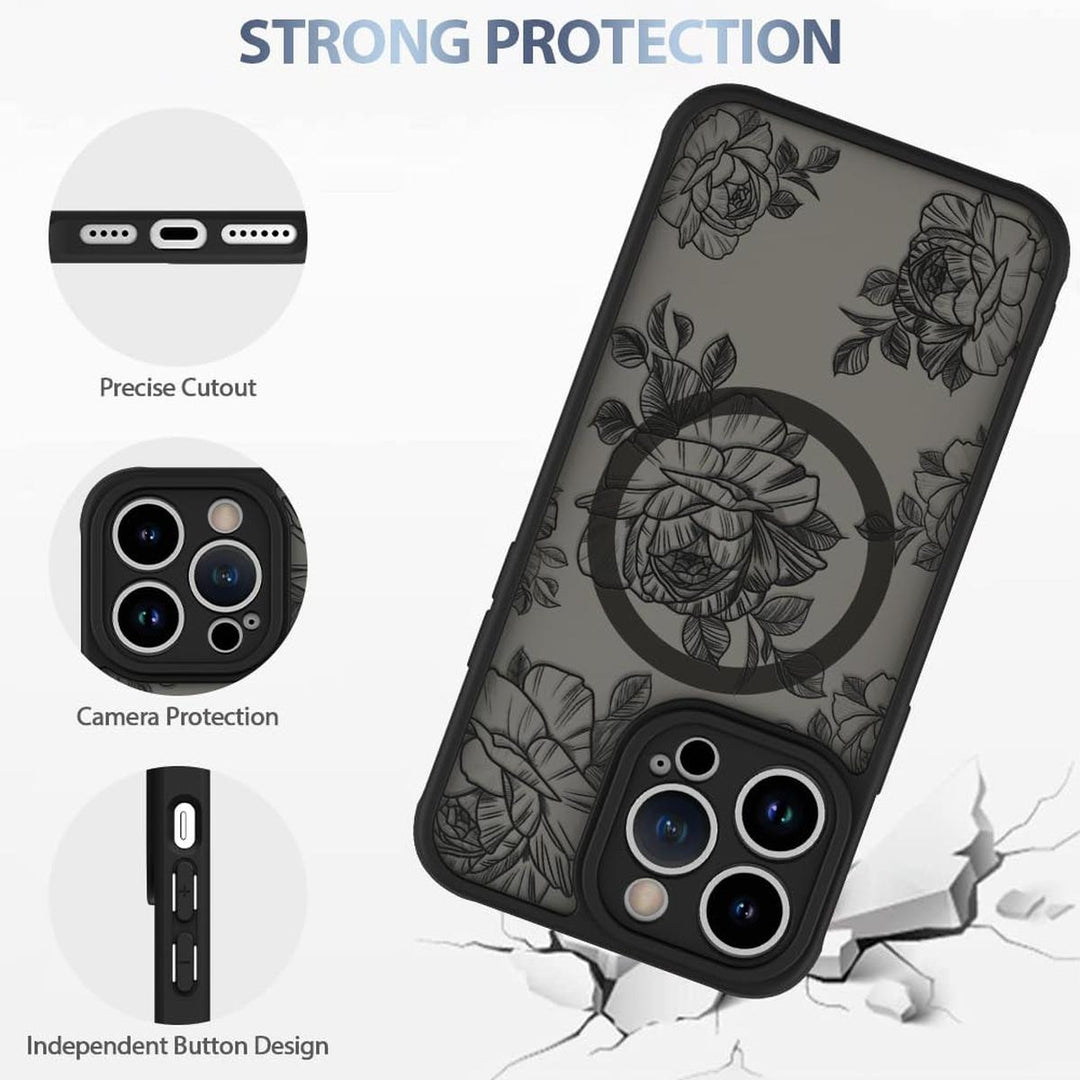 AIGOMARA Floral MagSafe iPhone 15 Pro Max Case - DOKUTRONIX