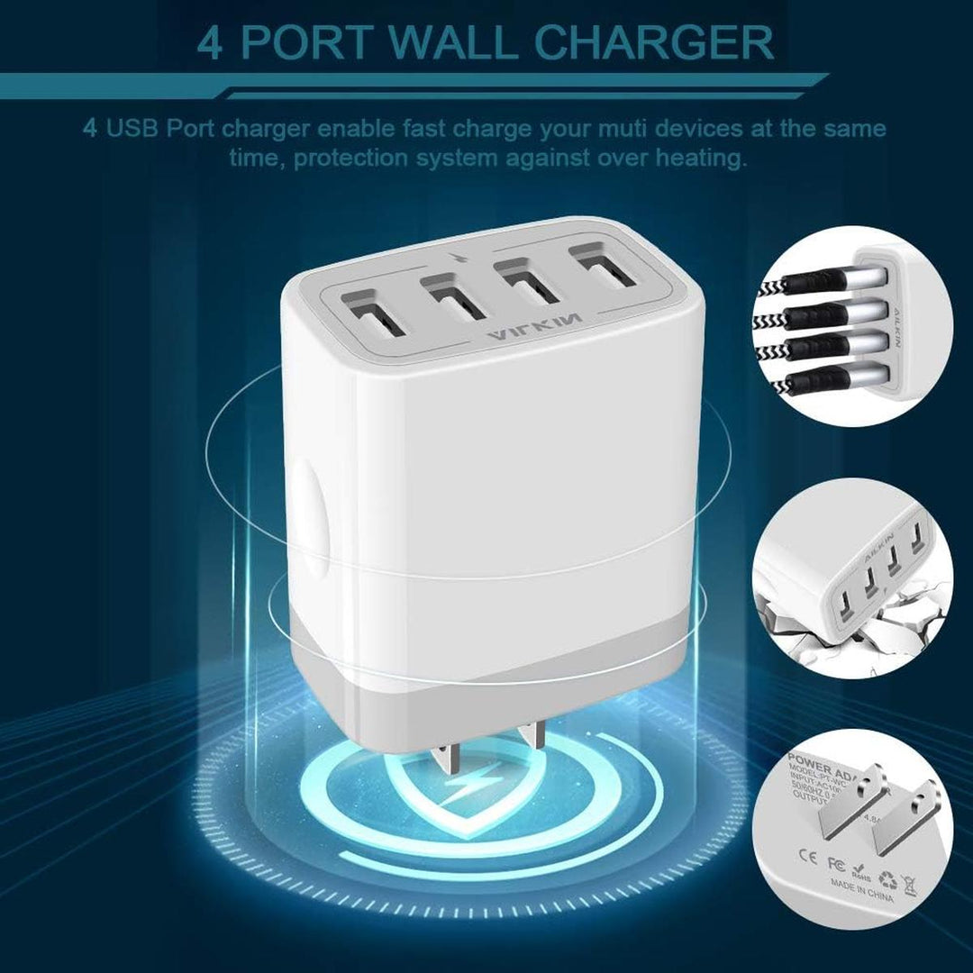 AILKIN QuadCharge USB Wall Hub - Fast & Efficient - DOKUTRONIX