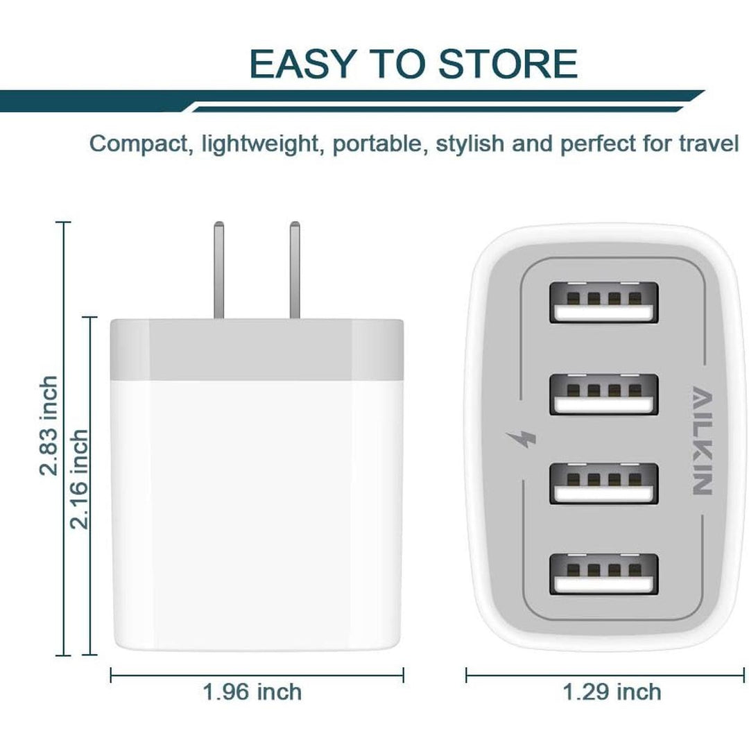 AILKIN QuadCharge USB Wall Hub - Fast & Efficient - DOKUTRONIX