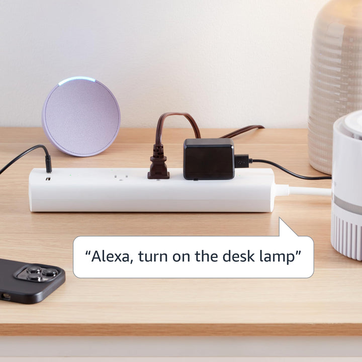 Amazon Basics Smart Plug Power Strip with 3 Individually Controlled Outlets and 2 USB Ports (1 USB-A and 1 USB-C), Works with Alexa Only, 2.4 GHz Wi-Fi, No Hub Required, White - DOKUTRONIX