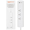 Amazon Basics Smart Power Strip, 3 Outlets, 2 USB, Alexa Only, White