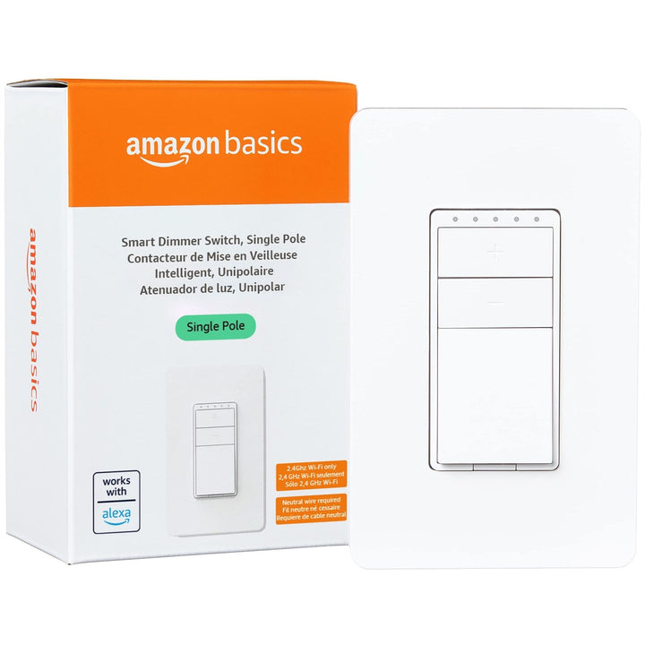 Amazon Basics Smart Switch, Single Pole, Works with Alexa Only, 2.4 GHz Wi-Fi, No Hub Required, White - DOKUTRONIX