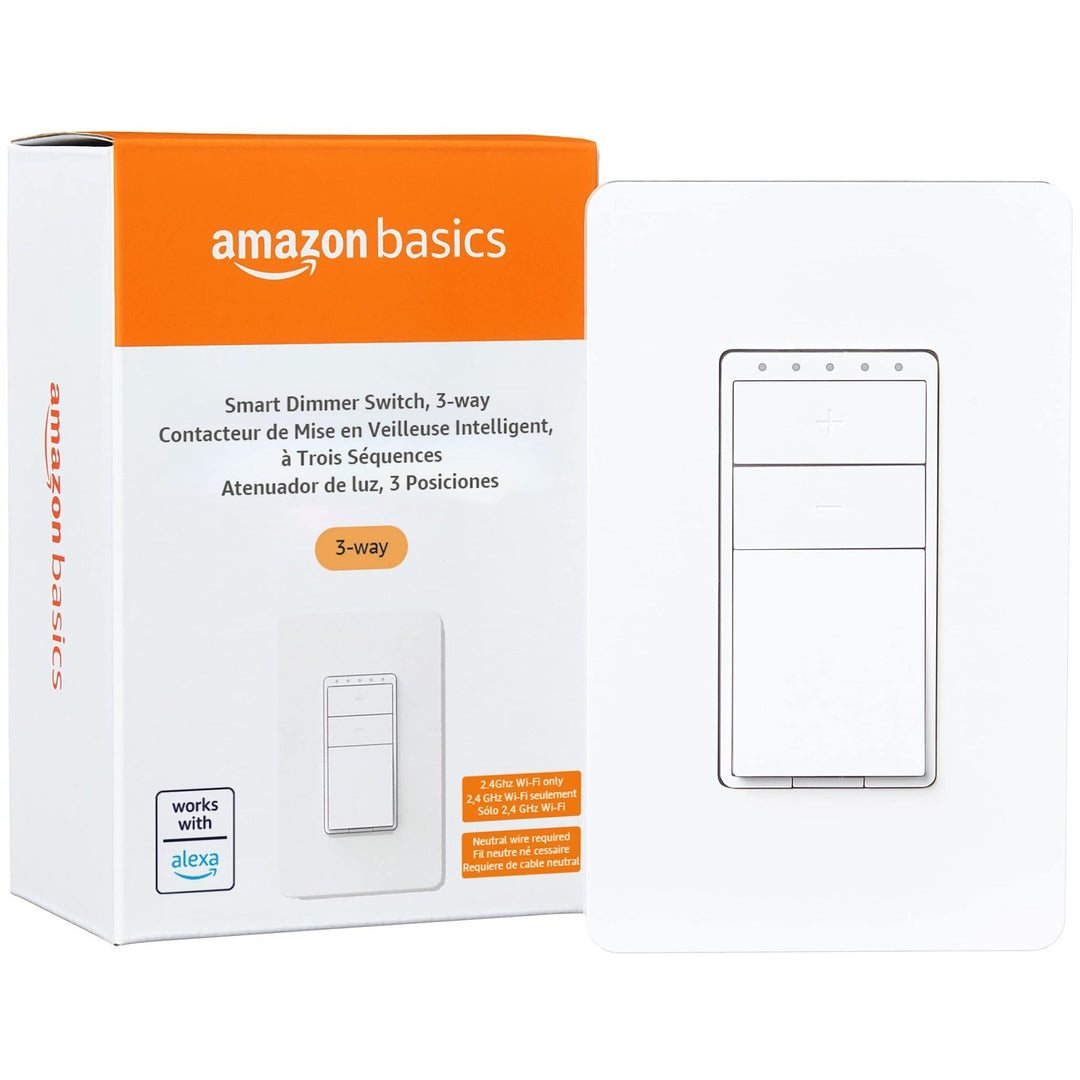Amazon Basics Smart Switch, Single Pole, Works with Alexa Only, 2.4 GHz Wi-Fi, No Hub Required, White - DOKUTRONIX