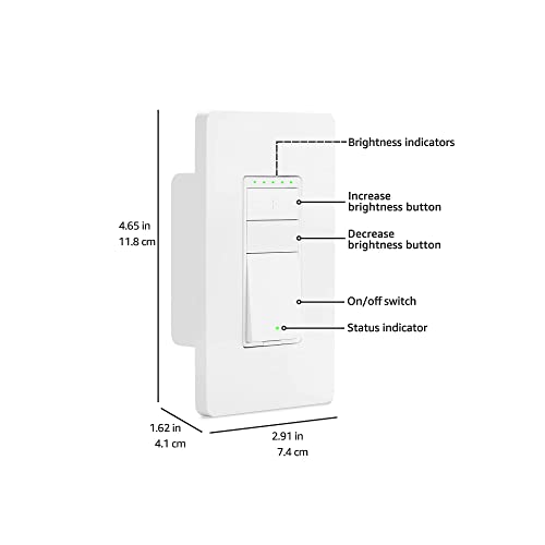Amazon Basics Smart Switch, Single Pole, Works with Alexa Only, 2.4 GHz Wi-Fi, No Hub Required, White - DOKUTRONIX