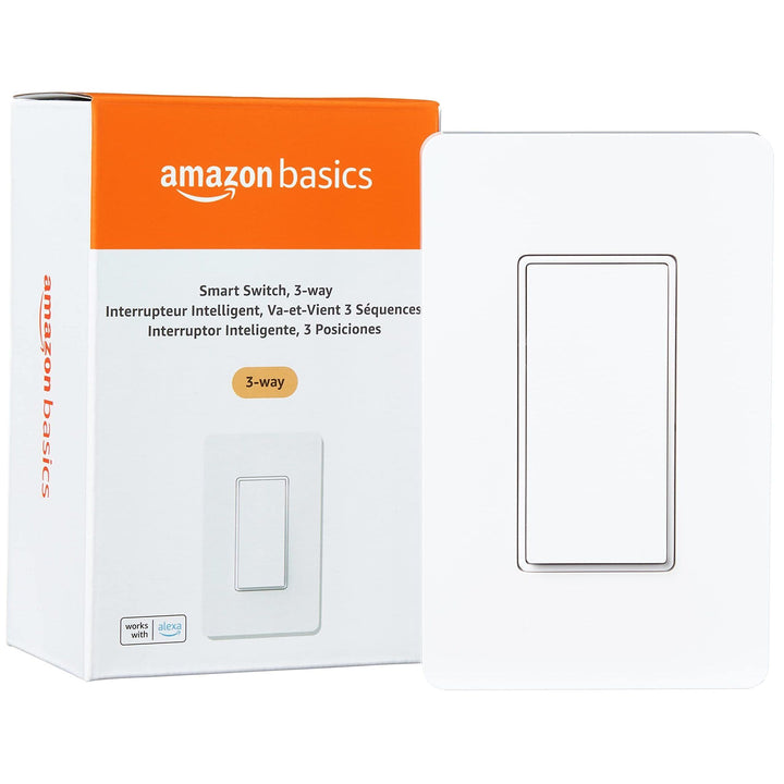 Amazon Basics Smart Switch, Single Pole, Works with Alexa Only, 2.4 GHz Wi-Fi, No Hub Required, White - DOKUTRONIX