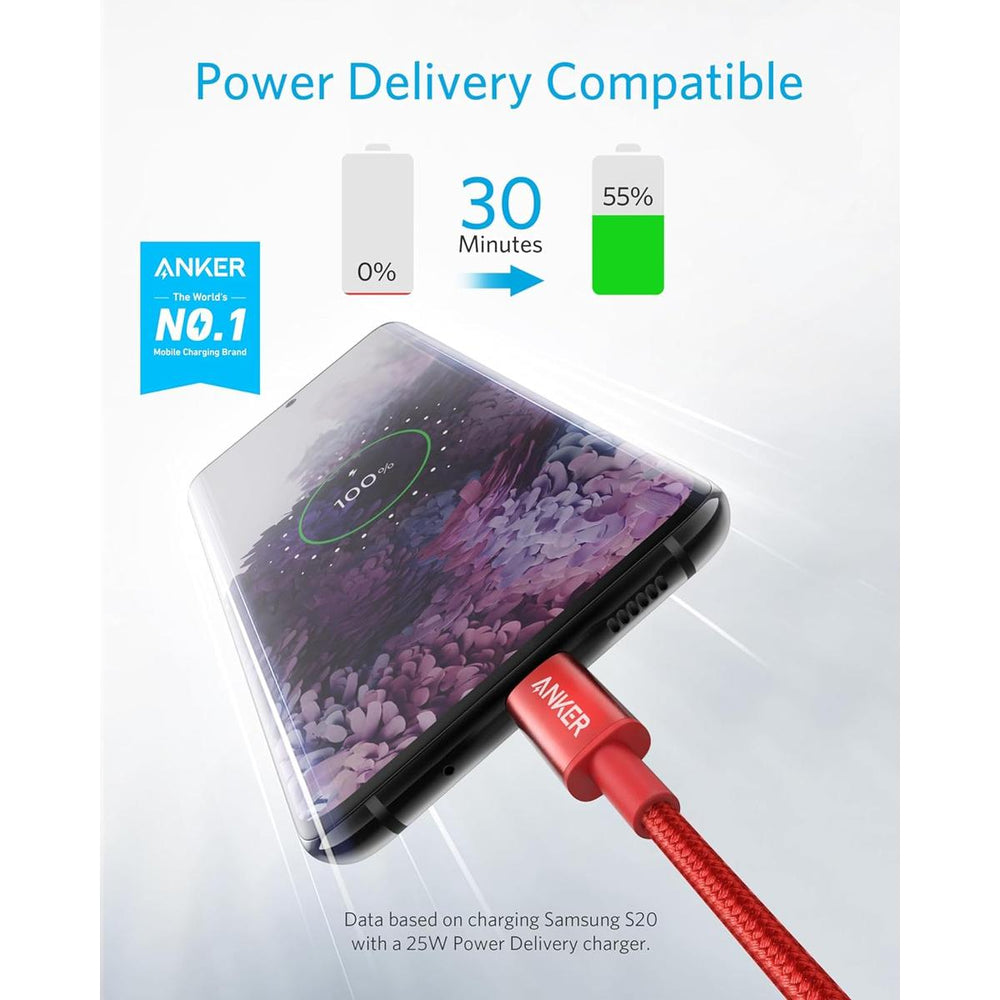 Anker Red USB-C Fast Charge Cable Duo 3.3ft - DOKUTRONIX