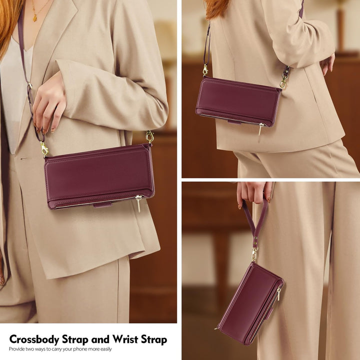 Antsturdy iPhone 16 Pro Wallet Case - Wine Red Elegance - DOKUTRONIX