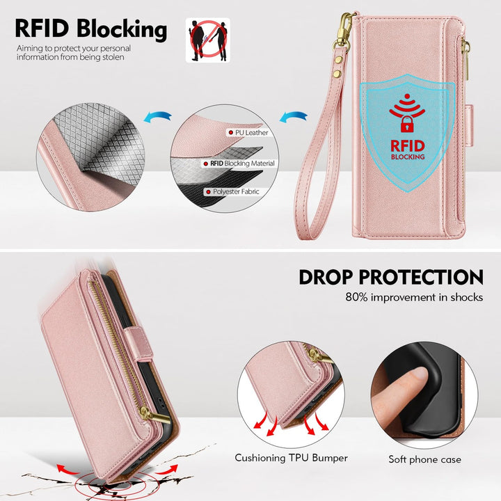 Antsturdy iPhone 16 Pro Wallet Case - Wine Red Elegance - DOKUTRONIX