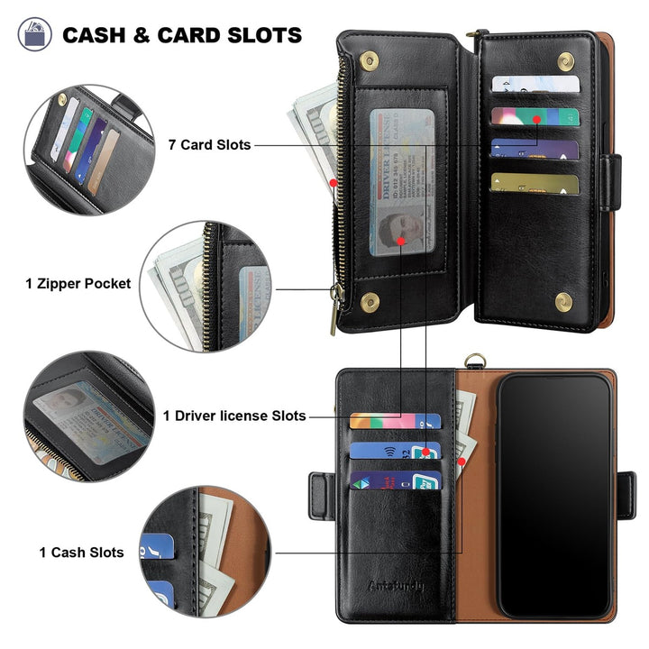 Antsturdy iPhone 16 Pro Wallet Case - Wine Red Elegance - DOKUTRONIX