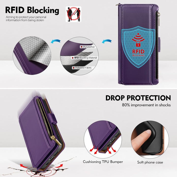 Antsturdy iPhone 16 Pro Wallet Case - Wine Red Elegance - DOKUTRONIX