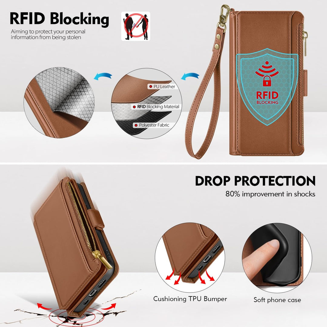 Antsturdy iPhone 16 Pro Wallet Case - Wine Red Elegance - DOKUTRONIX