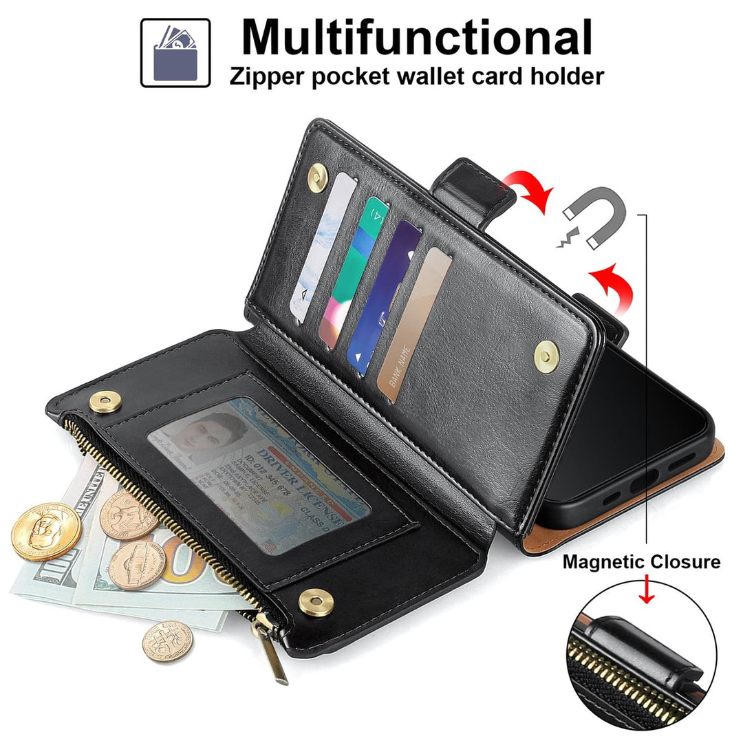 Antsturdy iPhone 16 Pro Wallet Case - Wine Red Elegance - DOKUTRONIX