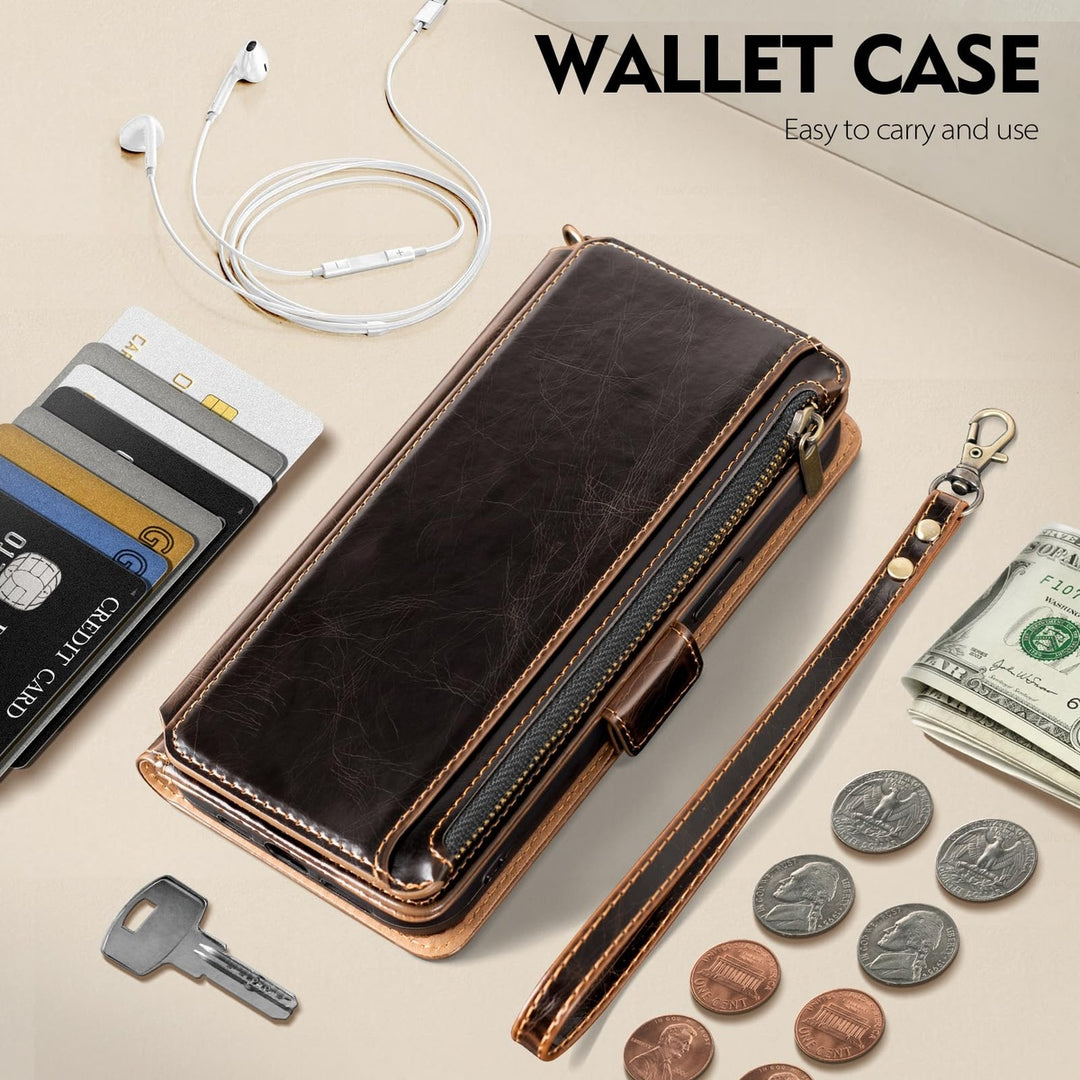 Antsturdy iPhone 16 Pro Wallet Case - Wine Red Elegance - DOKUTRONIX