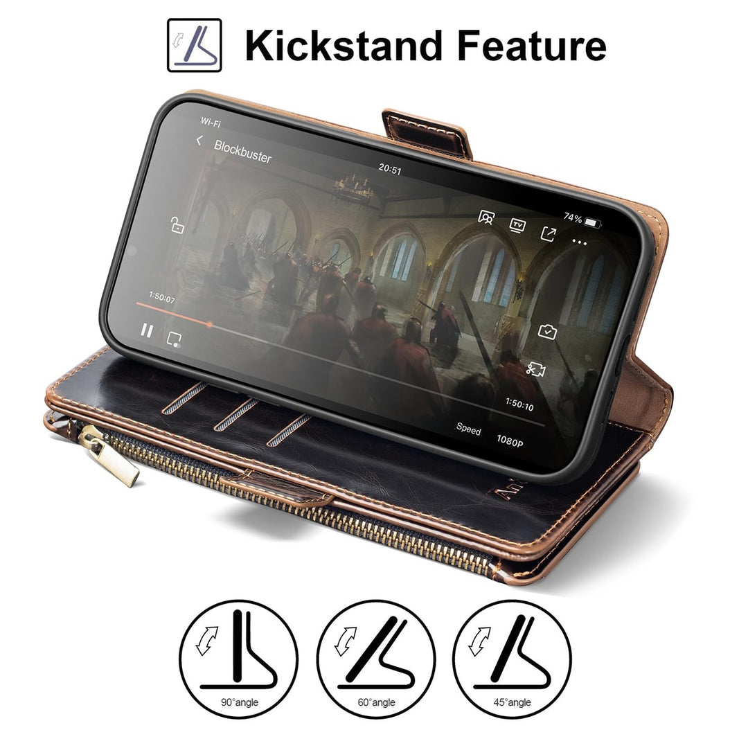 Antsturdy iPhone 16 Pro Wallet Case - Wine Red Elegance - DOKUTRONIX