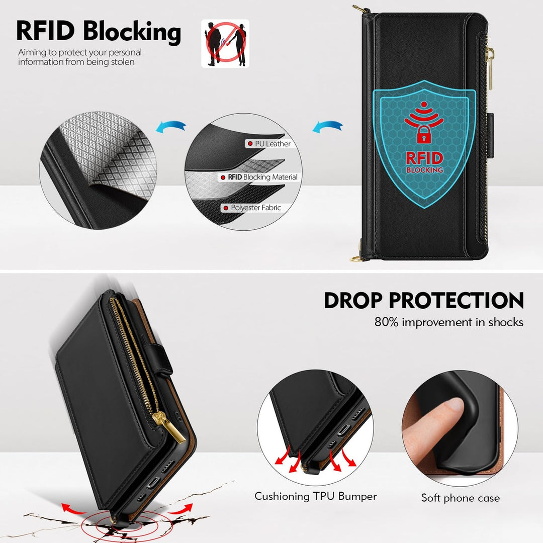 Antsturdy iPhone 16 Pro Wallet Case - Wine Red Elegance - DOKUTRONIX