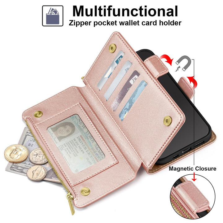 Antsturdy iPhone 16 Pro Wallet Case - Wine Red Elegance - DOKUTRONIX