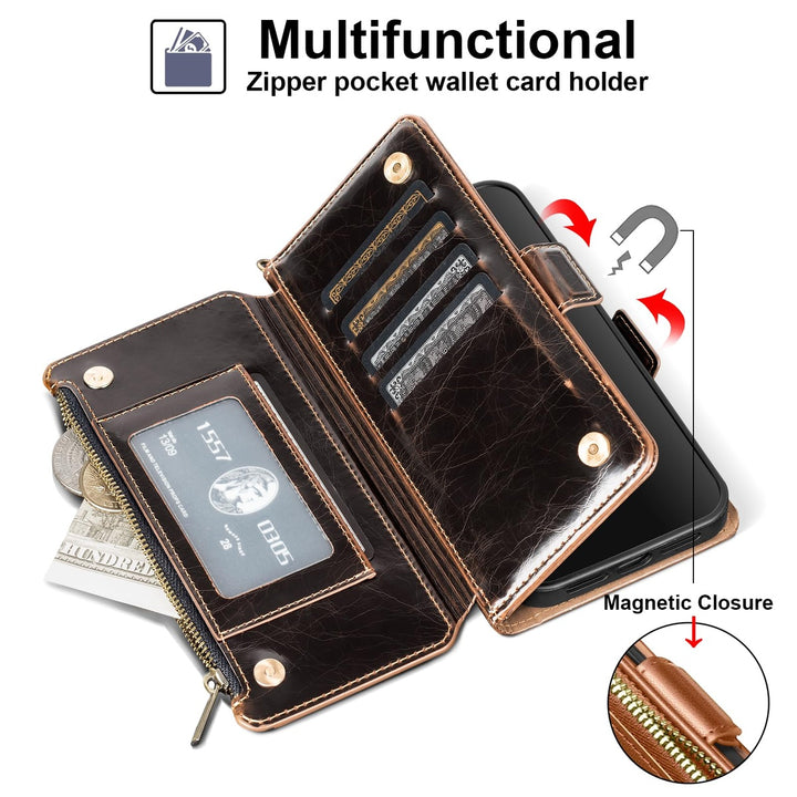 Antsturdy iPhone 16 Pro Wallet Case - Wine Red Elegance - DOKUTRONIX