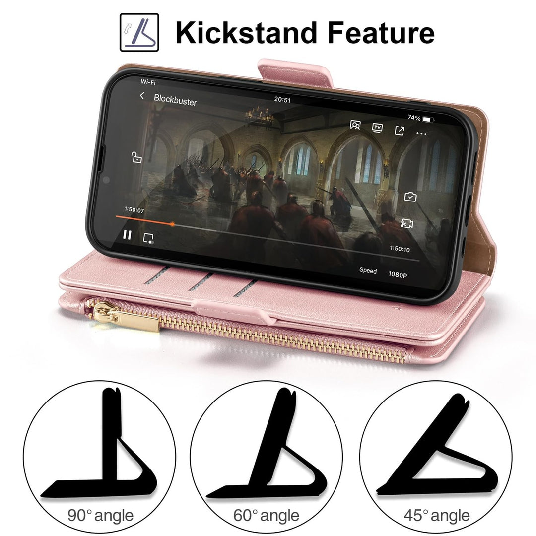 Antsturdy iPhone 16 Pro Wallet Case - Wine Red Elegance - DOKUTRONIX