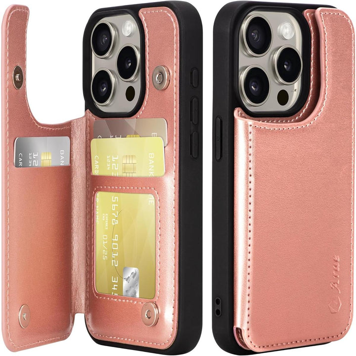 RoseGold Pro Wallet Case for iPhone 15 - DOKUTRONIX