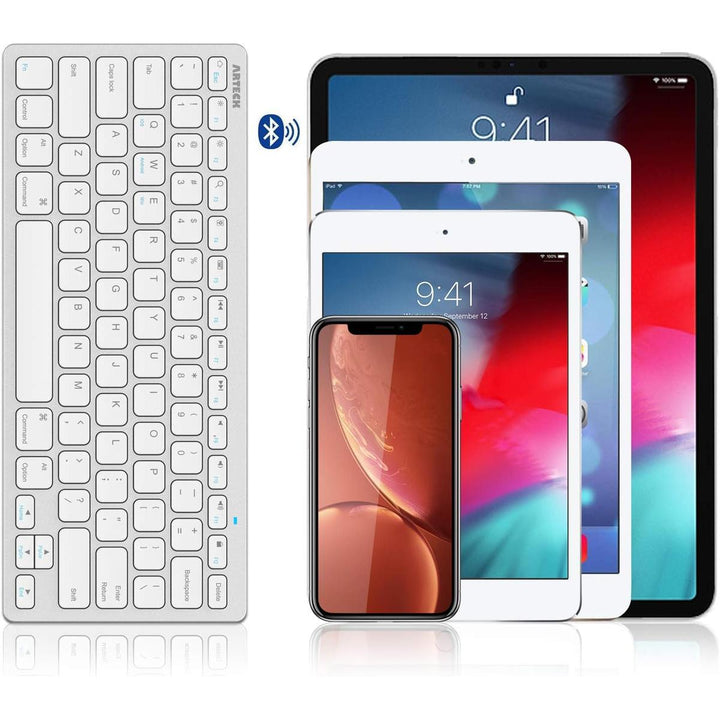 Arteck Bluetooth Keyboard - Silver - DOKUTRONIX