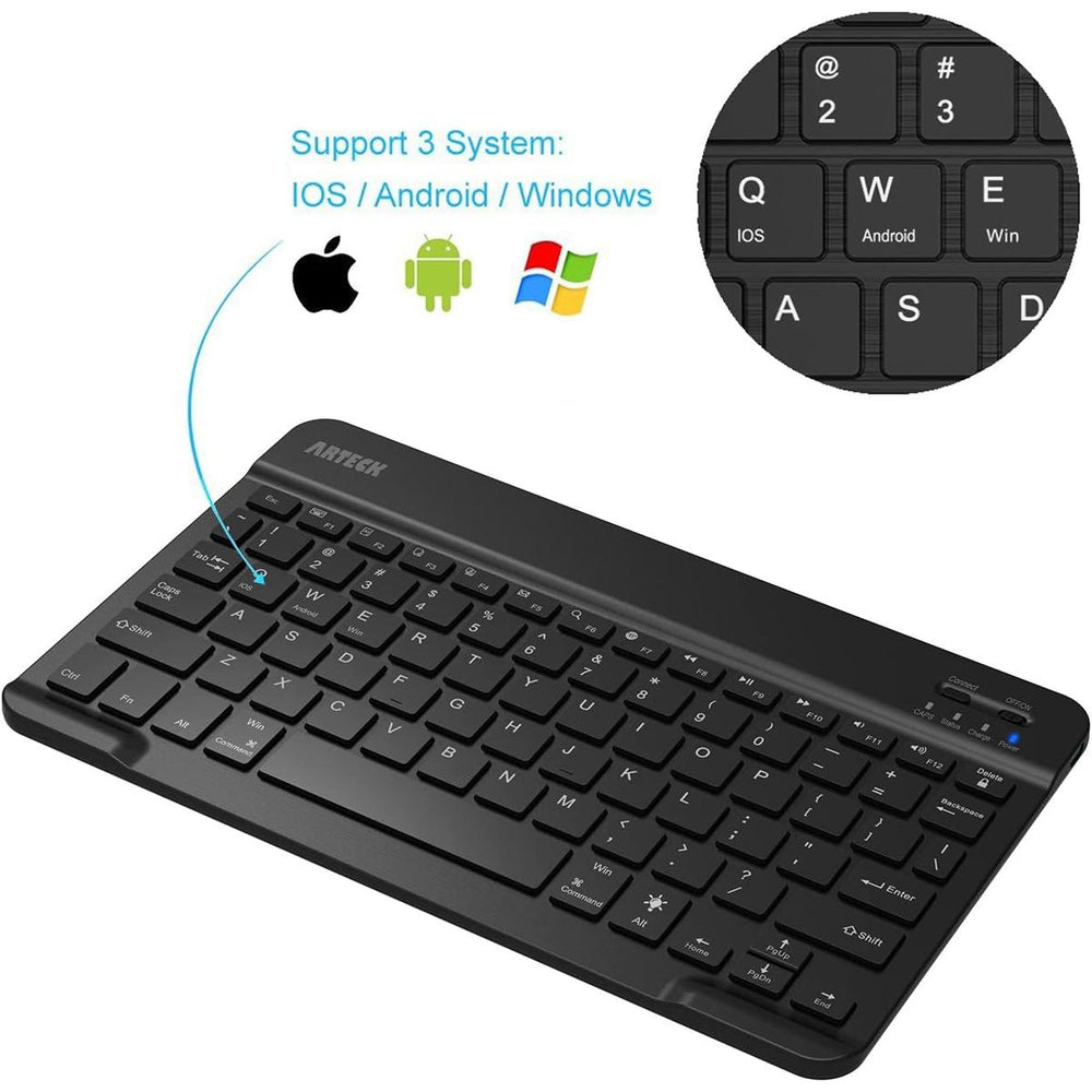 Arteck Slim Backlit Keyboard - Universal Black - DOKUTRONIX