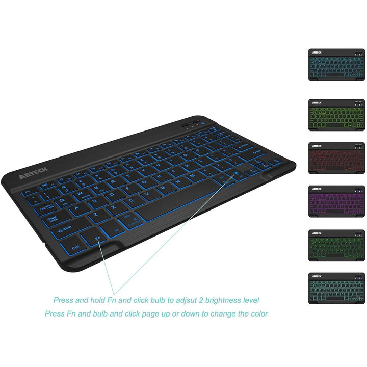 Arteck Slim Backlit Keyboard - Universal Black - DOKUTRONIX
