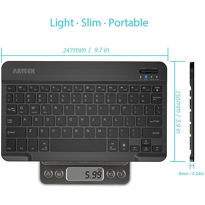 Arteck Slim Backlit Keyboard - Universal Black - DOKUTRONIX