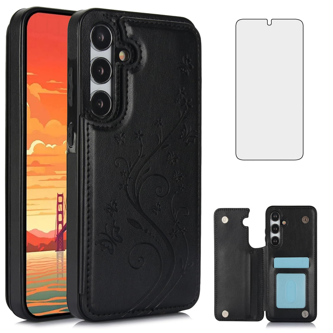 Asuwish Galaxy A35 5G Wallet Case & Screen Protector - DOKUTRONIX