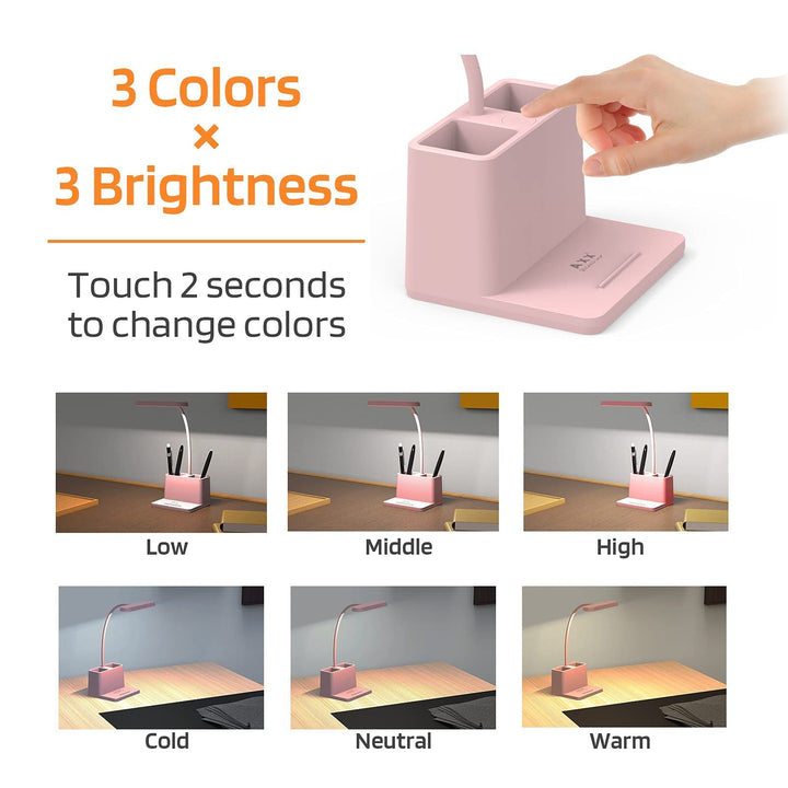 BlushGlow: Adjustable Pink LED Desk Lamp - DOKUTRONIX